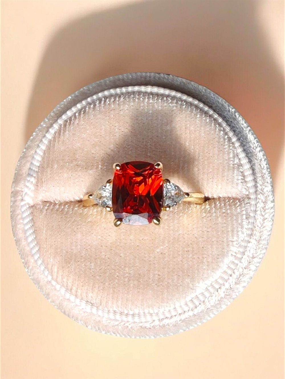 Beautiful Yellow Gold Plated Red CZ Ring